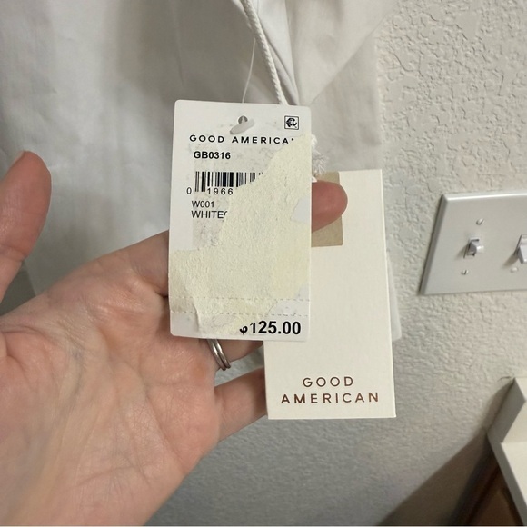 Good American Pointed Collar Poplin Neck Long Sleeve Zip Front Bodysuit Size 6 - Picture 5 of 6